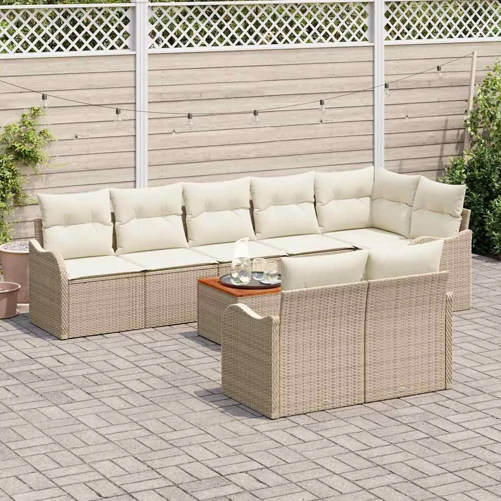 vidaXL Σετ Καναπέ Κήπου 9 pcs Beige, λευκό