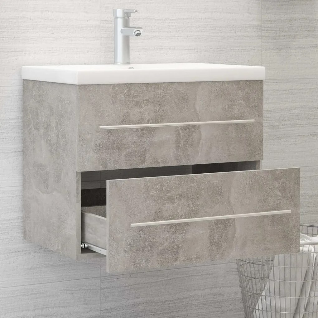 vidaXL Ντουλάπι Νιπτήρα Γκρι Σκυροδέμ. 60x38,5x48 εκ. από Επεξ. Ξύλο