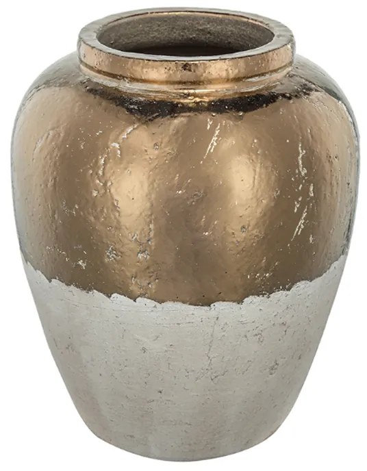 Artekko Candia Βάζο από Τερακότα σε Μπρονζέ με Μπεζ (33x33x40)cm Artekko 1344