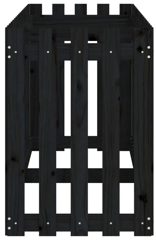 Ζαρντινιέρα με Σχέδιο Φράχτη Μαύρη 200x50x70 εκ. Μασίφ Πεύκο - Μαύρο