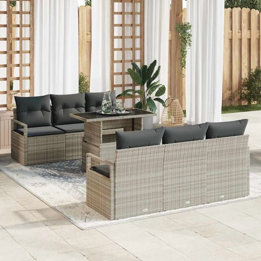 vidaXL Σετ Καναπέ Κήπου 7 pcs Ανοιχτό γκρι 100 x 55 x 73 εκ