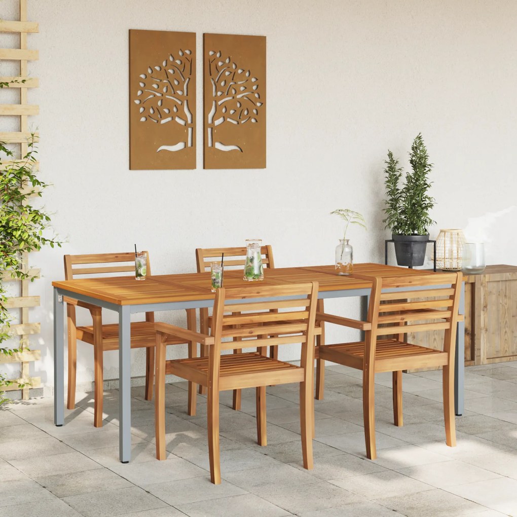 vidaXL Τραπεζάκι Κήπου 200x90x75 εκ. από Μασίφ Ξύλο Ακακίας και Μέταλλο