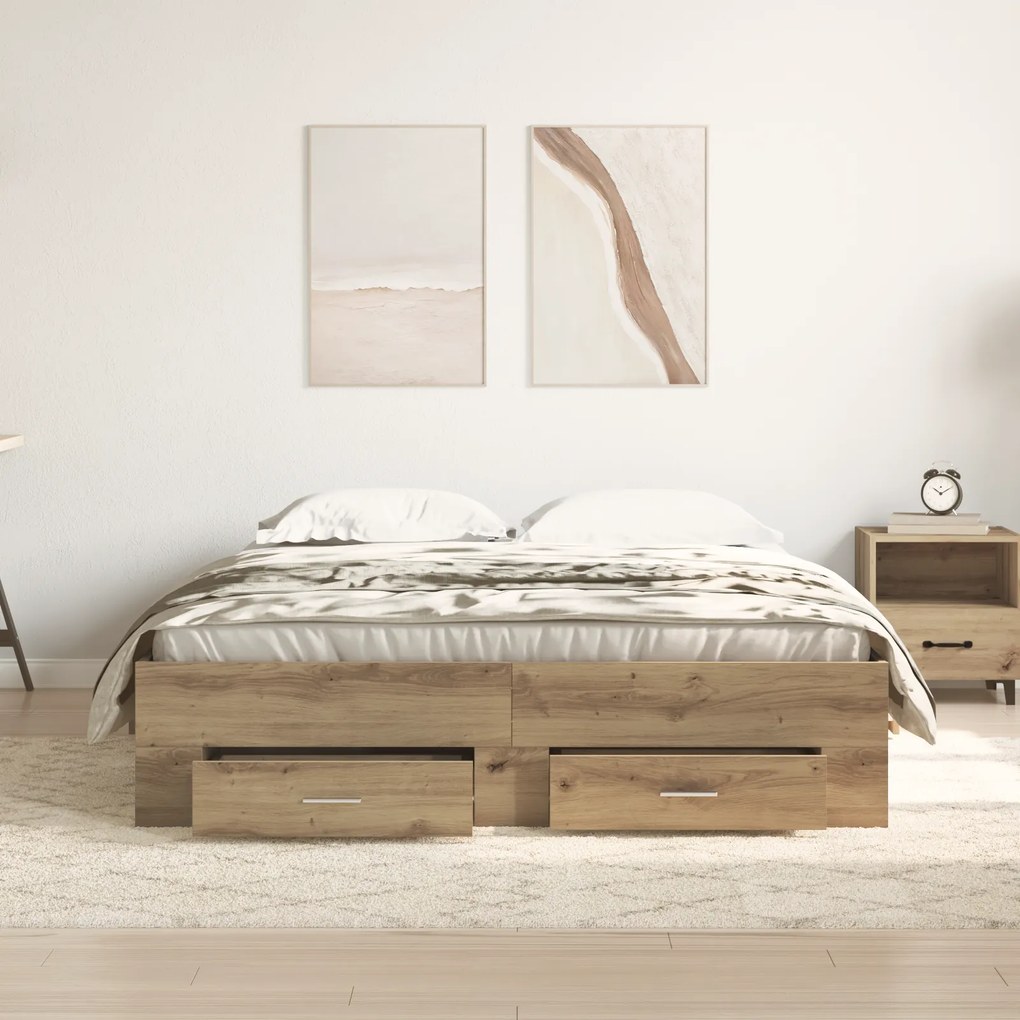 vidaXL Κρεβάτι με Συρτάρια με συρτάρι artisan δρυς 160 x 200 cm