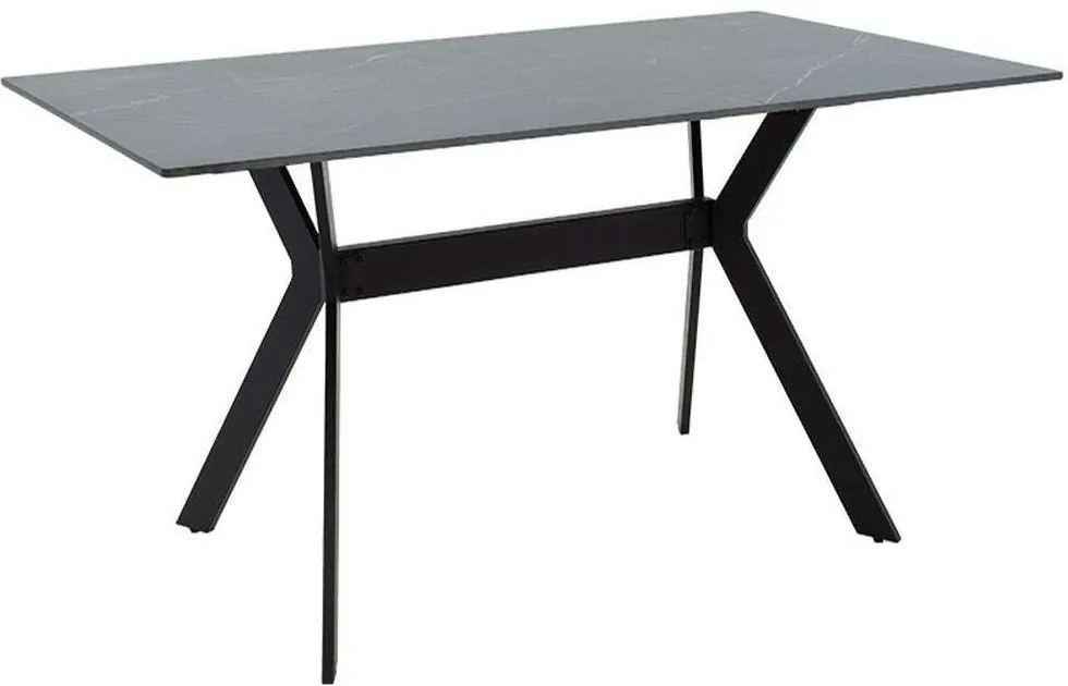 Τραπέζι Olivet 029-000142 180x90x75cm Marble Effect Black Πέτρα,Μέταλλο
