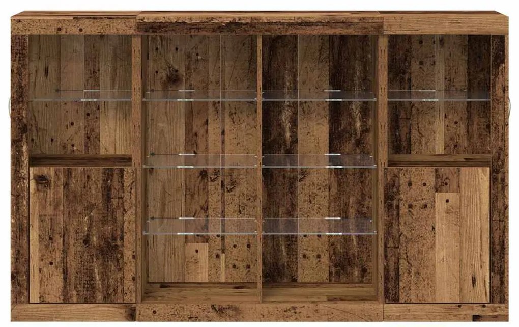 vidaXL Μπουφές  με LED Φώτα Παλαιό Ξύλο 163x37x100 cm Κατασκευασμένο Ξύλο