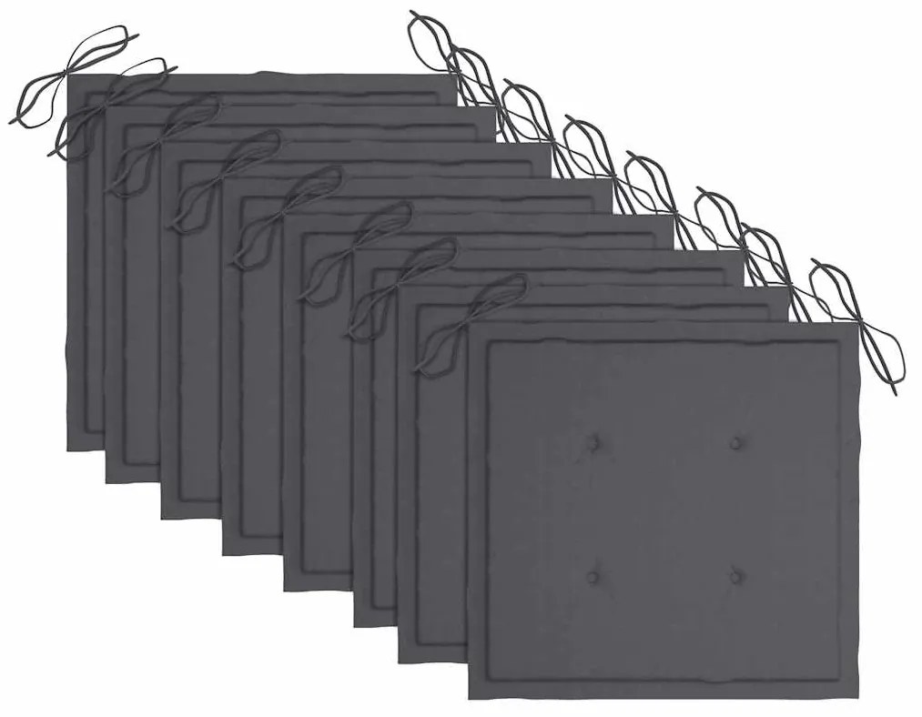 vidaXL Καρέκλες Εξ. Χώρου Πτυσσόμενες 8 τεμ. Ξύλο Ακακίας &amp; Μαξιλάρια