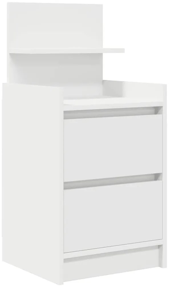 vidaXL Κομοδίνα με 2 συρτάρια 2 τεμάχια Λευκό 38x34x80 εκ.