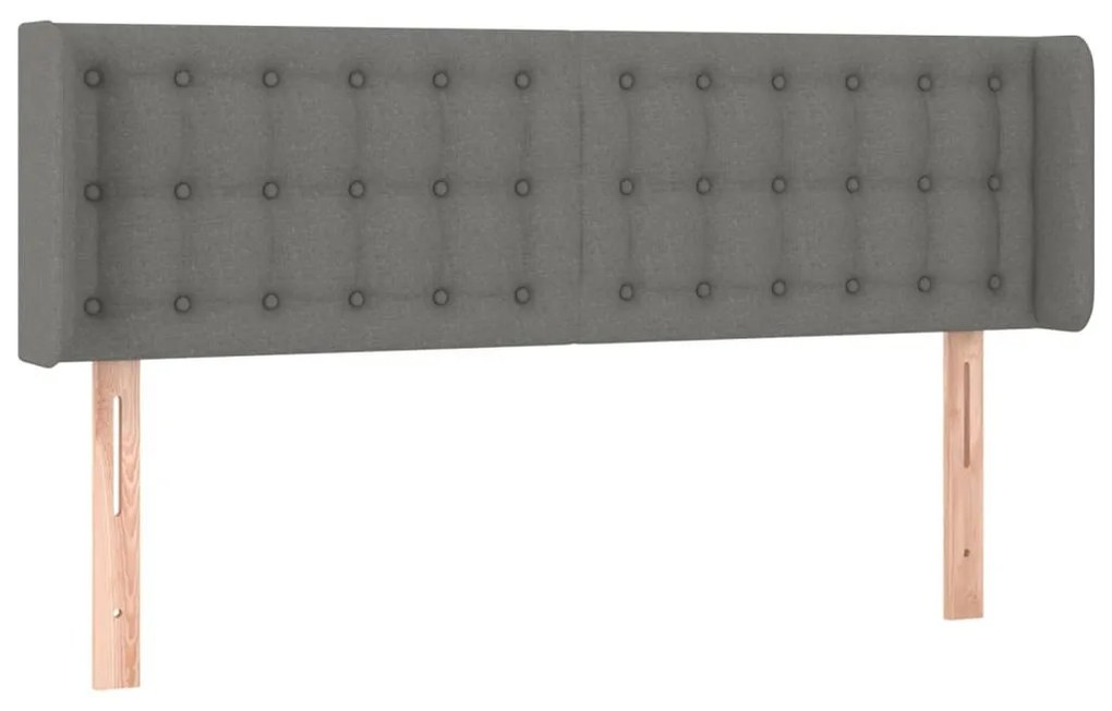 Κεφαλάρι Κρεβατιού LED Σκούρο Γκρι 147x16x78/88 εκ. Υφασμάτινο - Γκρι