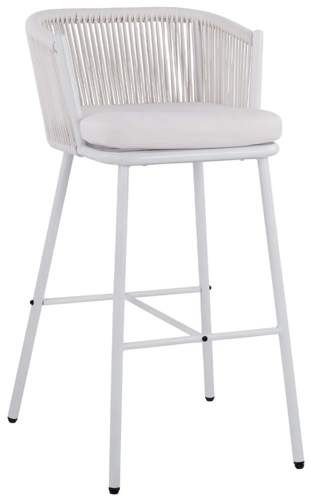 Stool with metallic frame and rope white  46x54x101 cm