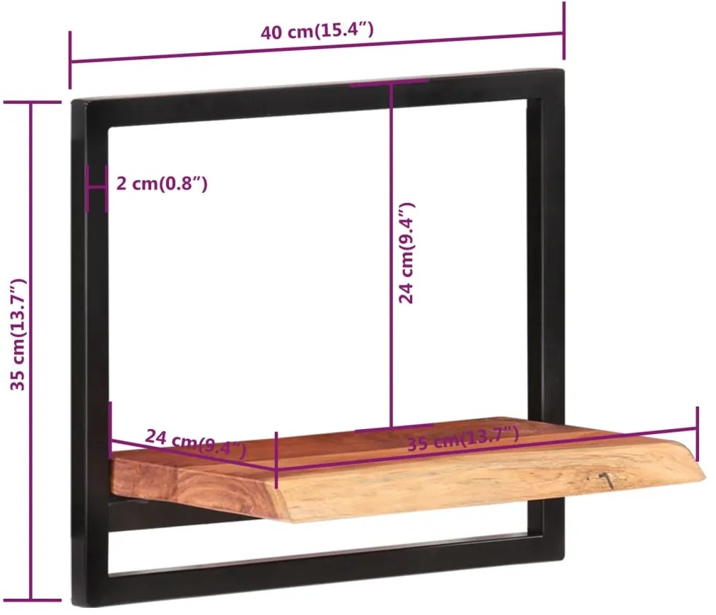 vidaXL Ράφια Τοίχου 2 Τεμ. 40x24x35 εκ. Μασίφ Ξύλο Ακακίας &amp; Ατσάλι