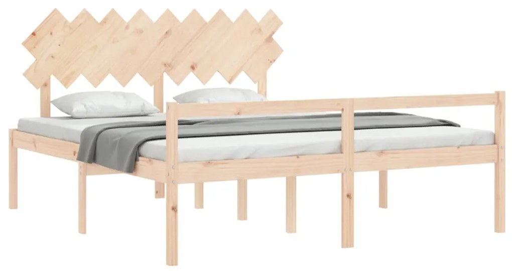 vidaXL Κρεβάτι Ηλικιωμένου με Κεφαλάρι Μασίφ Ξύλο Super King Size