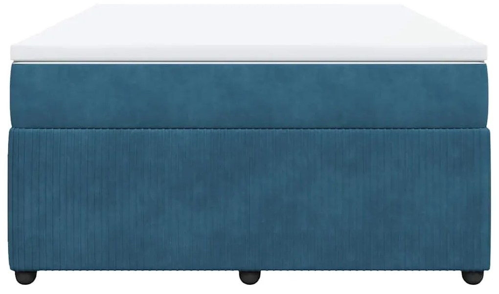 vidaXL Κρεβάτι Boxspring με Στρώμα Σκούρο Μπλε 160x200 εκ. Βελούδινο