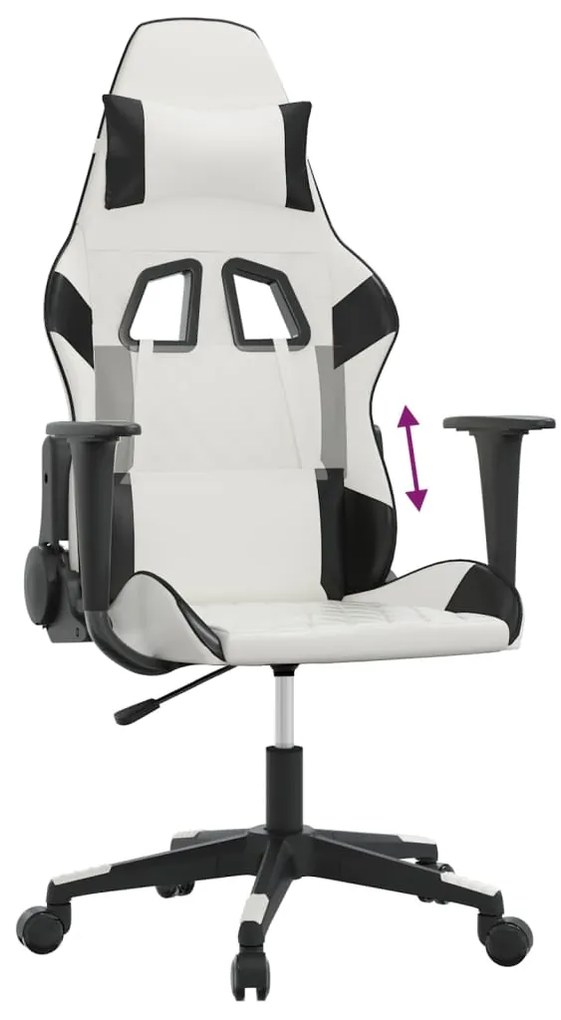 vidaXL Καρέκλα Gaming Λευκό/Μαύρο από Συνθετικό Δέρμα