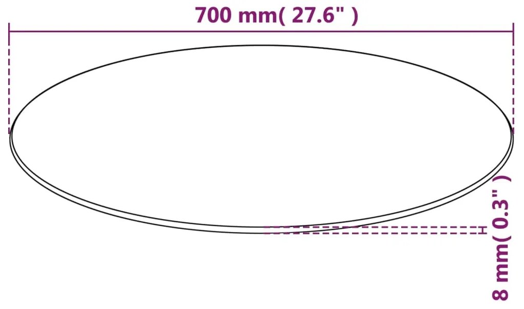 vidaXL Επιφάνεια Τραπεζιού Στρογγυλή 700 χιλ. από Ψημένο Γυαλί