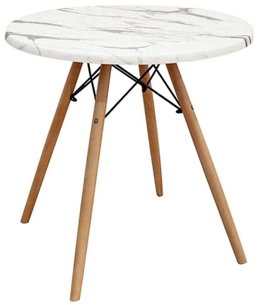 Τραπέζι Randy Marble Carraca 08.0012.1 Φ70x69cm White Werzalit,Ξύλο