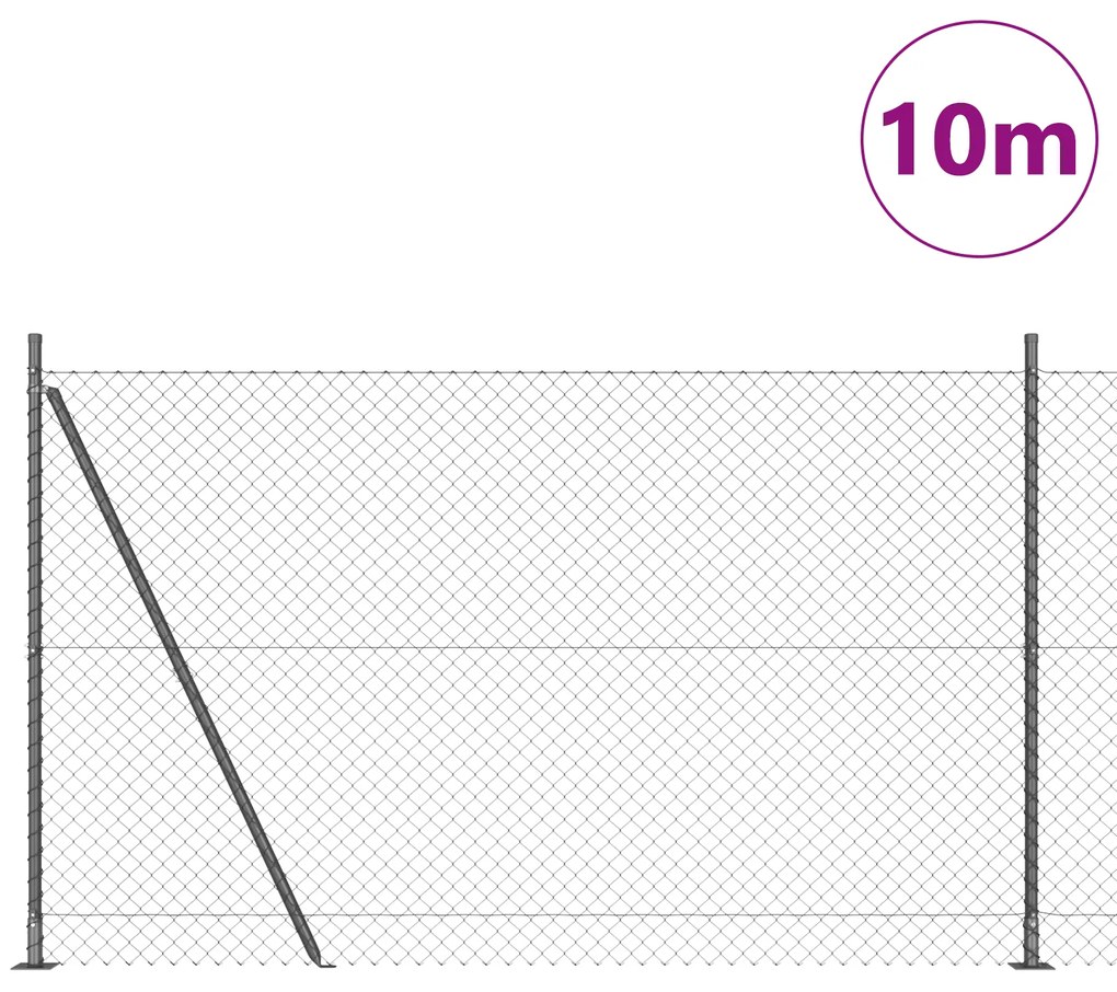 vidaXL Σετ Στύλων Φράχτη Ασημί 10 x 1.5 m Επικαλυμμένος Χάλυβας