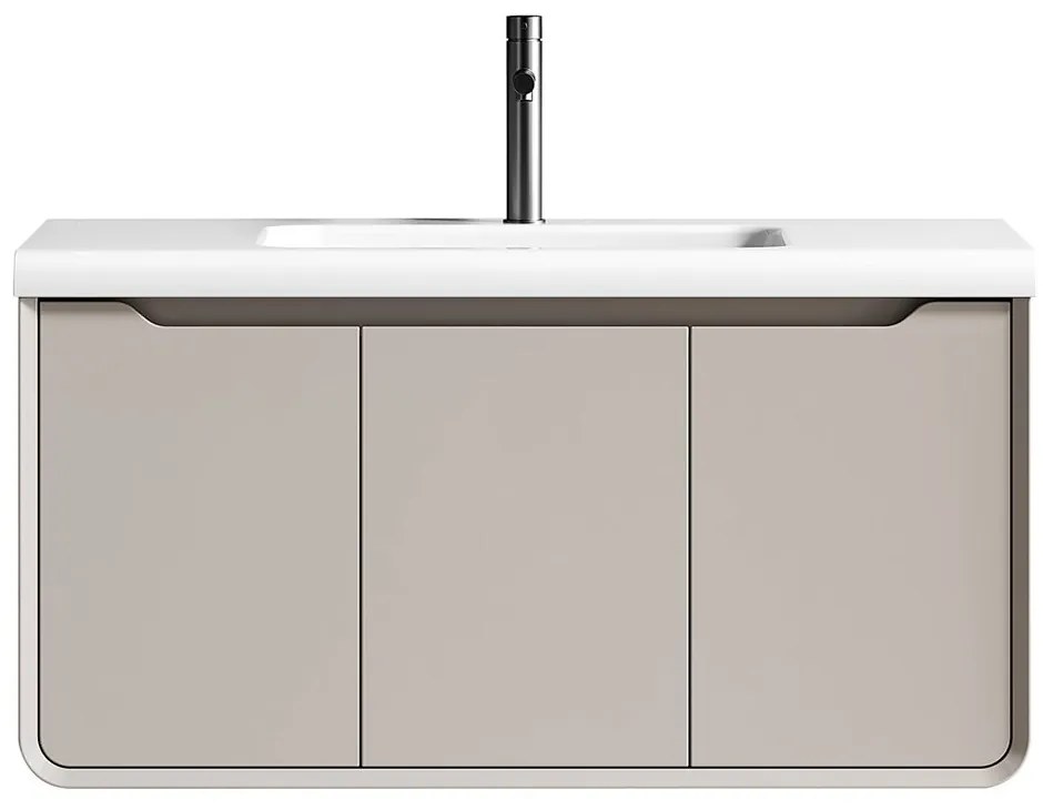 Έπιπλο Μπάνιου Πάγκος Με Νιπτήρα Michele 100 S3BMIC100SL 100x47cm Beige-White Ξύλο,Πορσελάνη