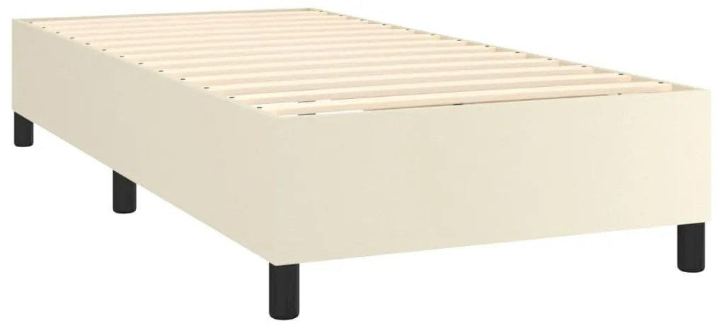 vidaXL Κρεβάτι Boxspring με Στρώμα Κρεμ 90x200 εκ. από Συνθετικό Δέρμα