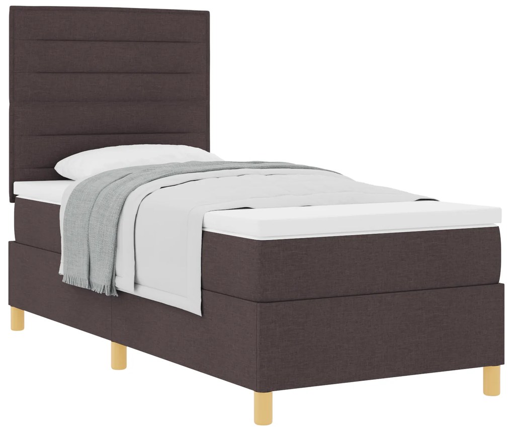 vidaXL Κρεβάτι με Στρώμα Σκούρο Καφέ 80x200 cm Ύφασμα