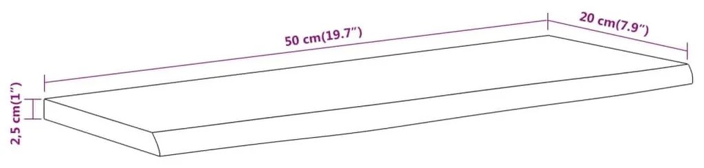 Ράφι Επιτοίχιο Ορθ. Live Edge 50x20x2,5 εκ. Μασίφ Ξύλο Ακακίας - Καφέ