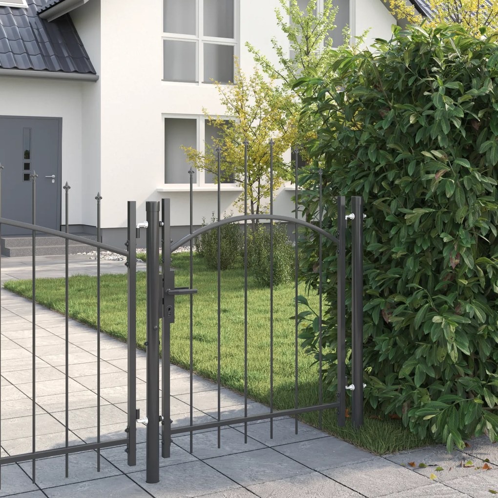 vidaXL Πύλη Κήπου, Πύλη Φράχτη Γκρι 100 x 125 cm 125 x 100 εκ Ατσάλι