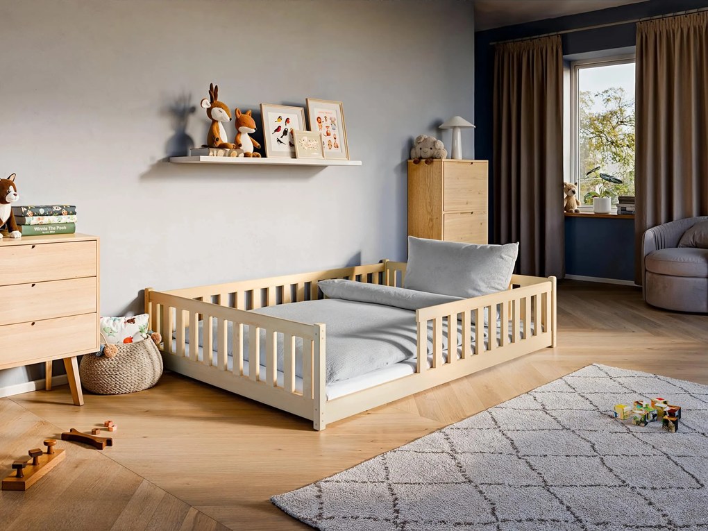 Kρεβάτι Montessori Mati με κάθετα Κάγκελα  από μασίφ ξύλο White  140×200cm (Δώρο 10% έκπτωση στο Στρώμα)