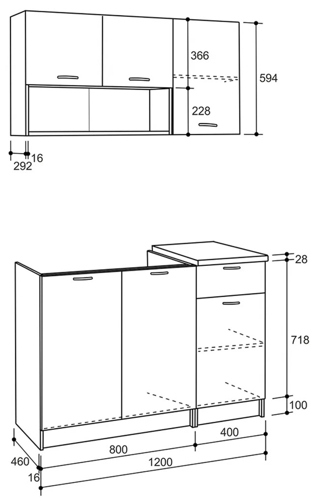 ΣΥΝΘΕΣΗ ΚΟΥΖΙΝΑΣ JADIEL ΜΕΛΑΜΙΝΗ SONAMA-ΛΕΥΚΟ HM2440 120x46-29,2 εκ. - 0521046 - HM2440