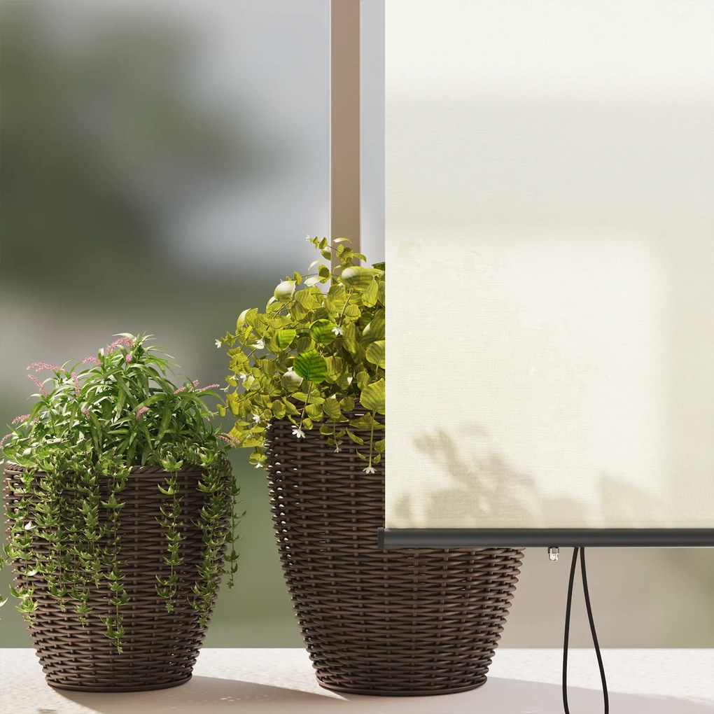 vidaXL Εξωτερικό ρολό Striped Χειροκίνητος Κρεμ 200 x 250 εκ. ύφασμα
