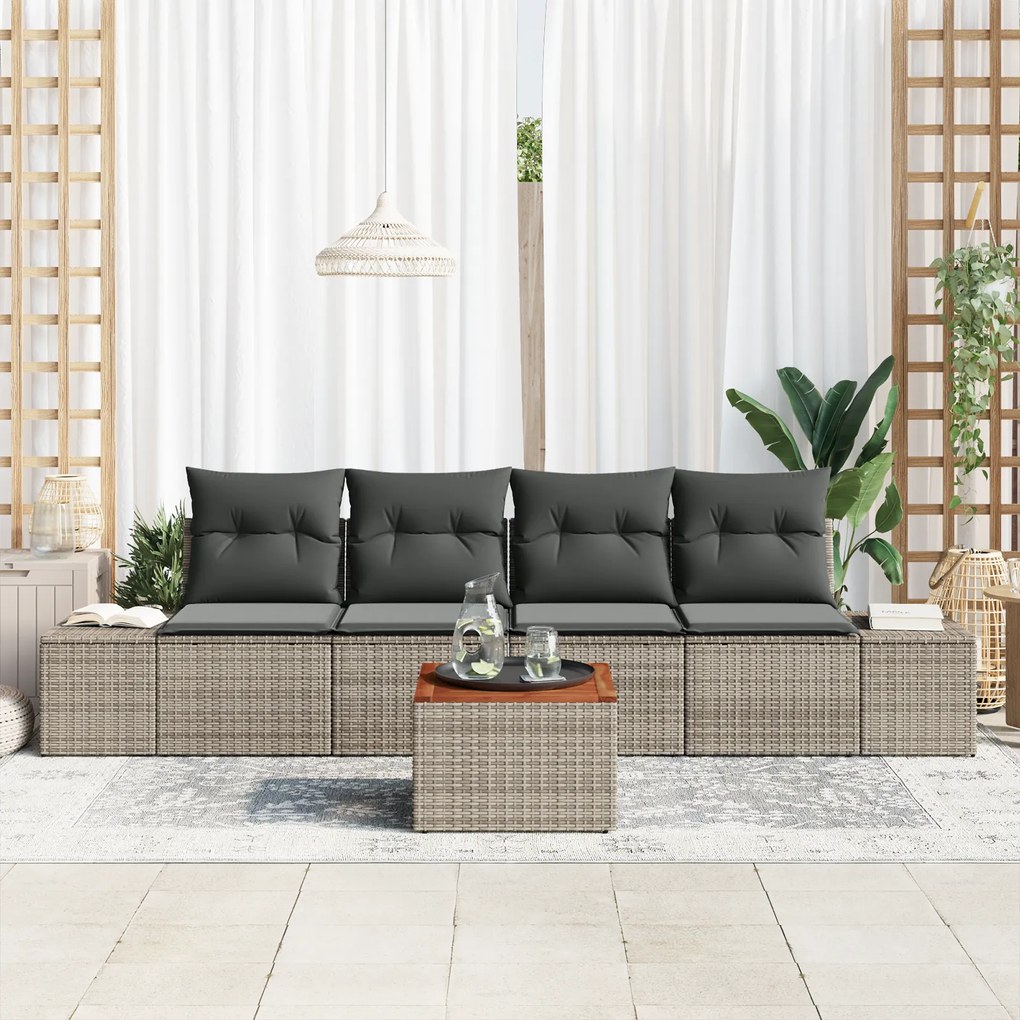 vidaXL Σετ Καναπέ Κήπου 5 pcs Γκρι 55 x 55 x 37 εκ