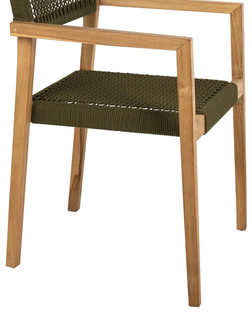 Πολυθρόνα CHARLOTTE Ξύλο Teak Φυσικό και Πράσινο Σχοινί 59x54x83Yεκ. 59x54x83 εκ.