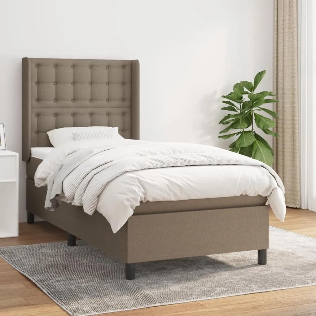 Κρεβάτι Boxspring με Στρώμα Taupe 90x200 εκ. Υφασμάτινο
