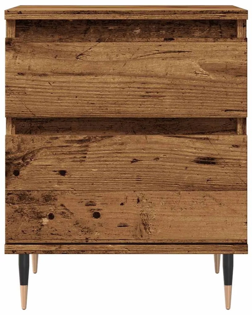 Κομοδίνα 2 τεμάχια Παλιό ξύλο 40x35x50 cm Κατασκευασμένο ξύλο - Καφέ