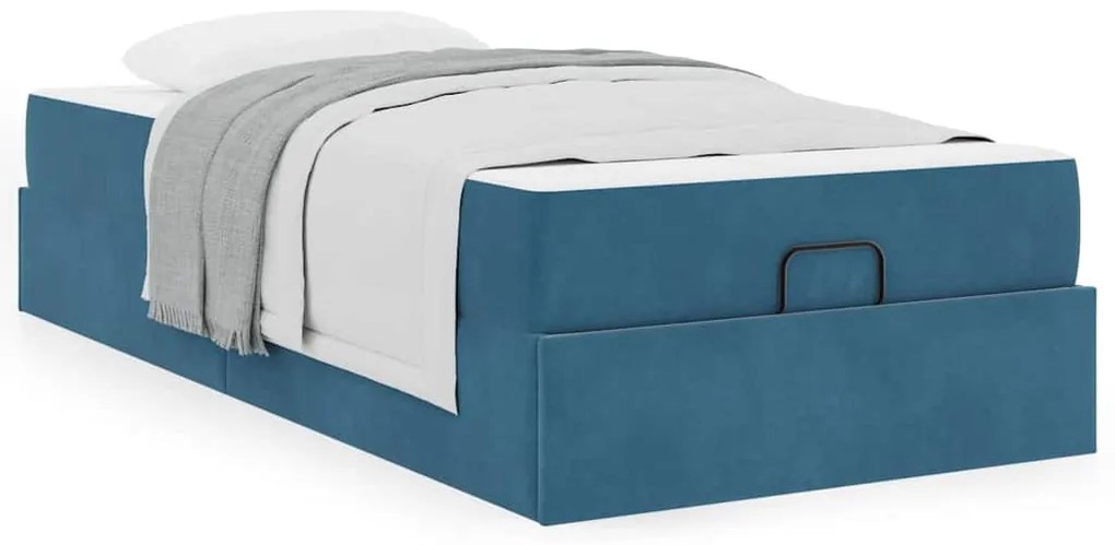 vidaXL Σκελετός Κρεβατιού με στρώμα Μπλε 100 x 200 cm Βελούδο