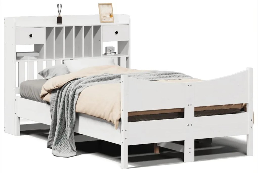 vidaXL Σκελετός Κρεβ. Χωρίς Στρώμα Λευκό 135x190 εκ Μασίφ Πεύκο