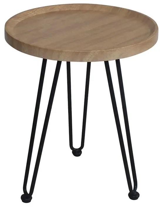 WOODWELL ΕΜ965,1MATRIX Τραπεζάκι Σαλονιού Καθιστικού, Μέταλλο Βαφή Μαύρο, Ξύλο Φυσικό Φ70xH.52cm ΕΜ965,1