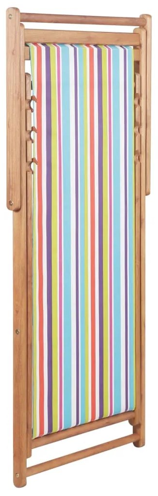 vidaXL Σεζλόνγκ Πτυσσόμενη Πολύχρωμη Υφασμάτινη / Ξύλινος Σκελετός