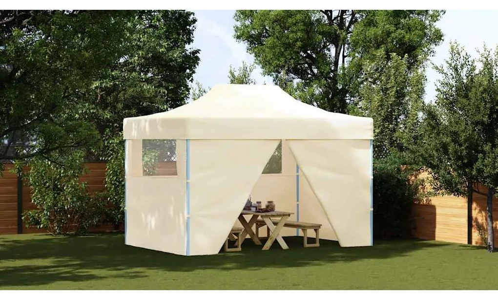 vidaXL Τέντα Εκδηλώσεων με 4 Τοιχώματα Πτυσσόμενη Pop-Up Κρεμ 3x4,5 μ.