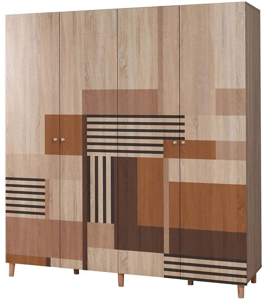 Ντουλάπα Τετράφυλλη Loni 869VEL8688 180x52x192cm Multi Four Door