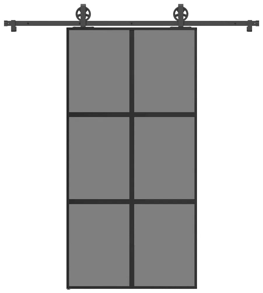 vidaXL Συρόμενη πόρτα με σετ υλικού 102,5x205 cm από γυαλί&Αλουμίνιο