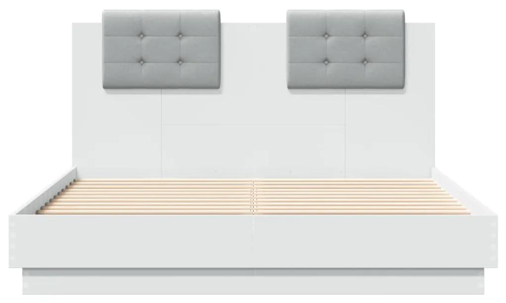 vidaXL Πλαίσιο Κρεβατιού με κεφαλάριου Λευκό 120x190 εκ Επεξεργ. Ξύλο
