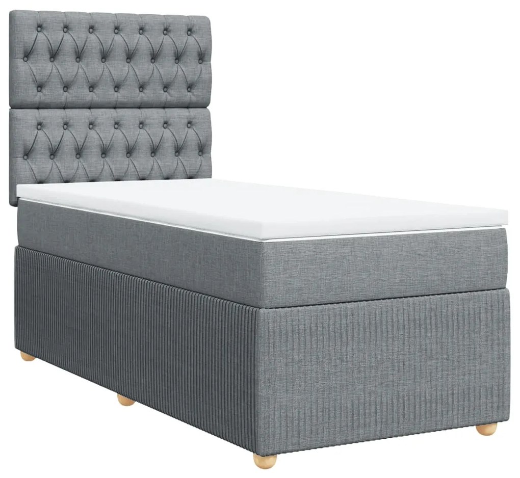 vidaXL Κρεβάτι Boxspring με Στρώμα Ανοιχτό Γκρι 80x200 εκ. Υφασμάτινο