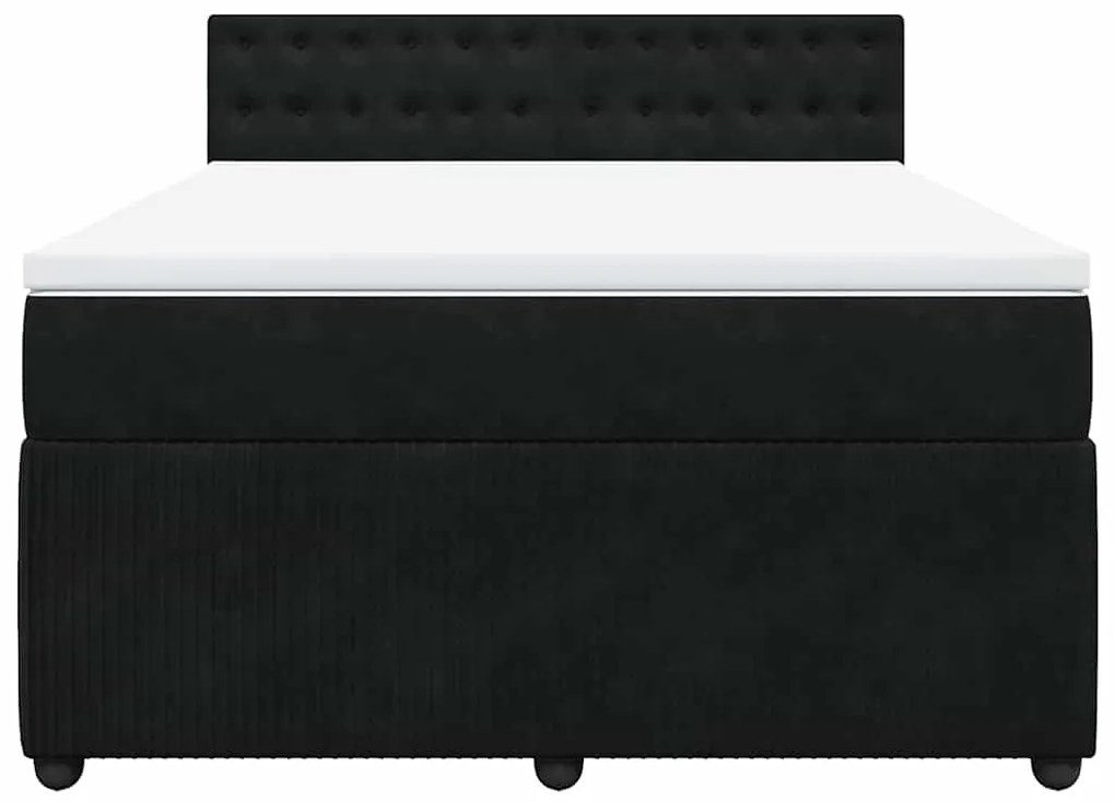 vidaXL Κρεβάτι Boxspring με Στρώμα Μαύρο 140x200 εκ. Βελούδινο