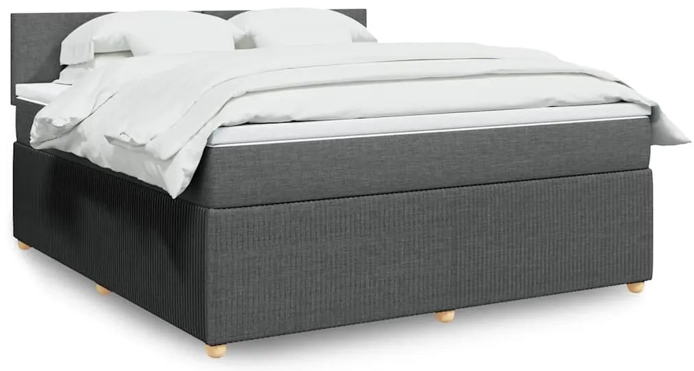 vidaXL Κρεβάτι Boxspring με Στρώμα Σκούρο Γκρι 180x200 εκ Υφασμάτιν