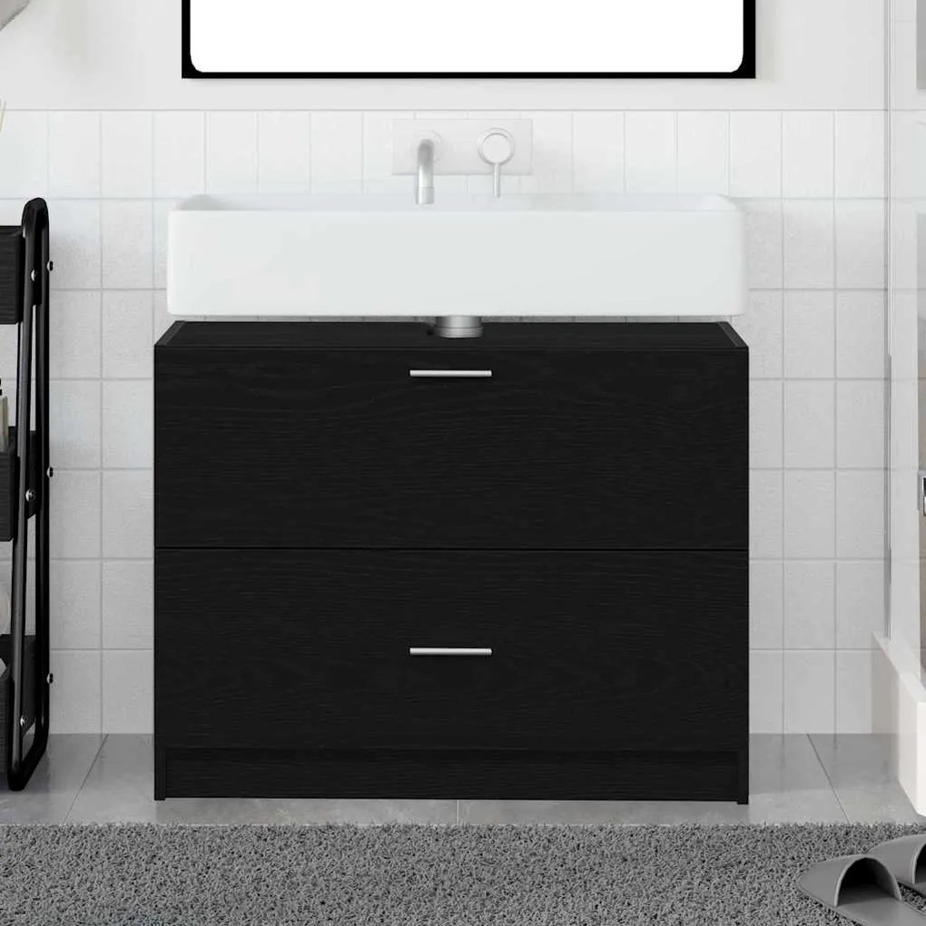 vidaXL Ντουλάπι Νεροχύτη Μαύρη Οξυά 78 x 37 x 59 cm Επεξεργασμένο ξύλο