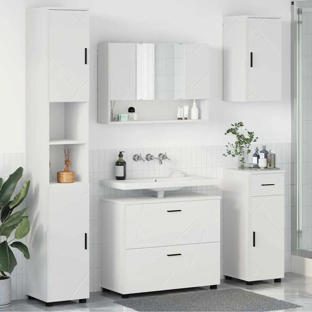 vidaXL Σετ Επίπλων Μπάνιου με συρτάρι 5 pcs Λευκό 30 x 35 x 192 εκ.