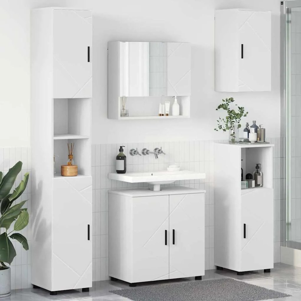 vidaXL Σετ Επίπλων Μπάνιου Επιτοίχιο 5 pcs Λευκό 61 x 35 x 64 εκ.
