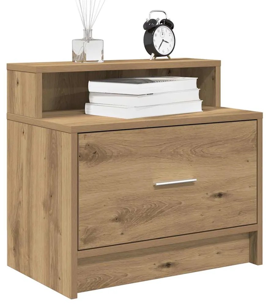 vidaXL Κομοδίνο με συρτάρι Αρτισιανή Δρυς 51x31x47 εκ.