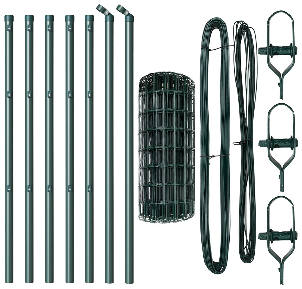 vidaXL Euro Fence με 7 στύλους 0.6x10 μ από γαλβανισμένο χάλυβα Πράσινο