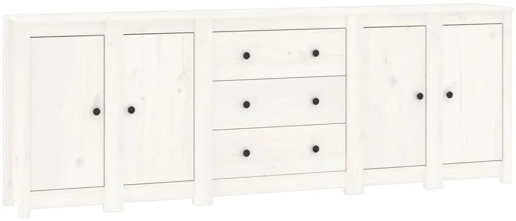 vidaXL Συρταριέρα Λευκή 230x35x80 εκ. από Μασίφ Ξύλο Πεύκου