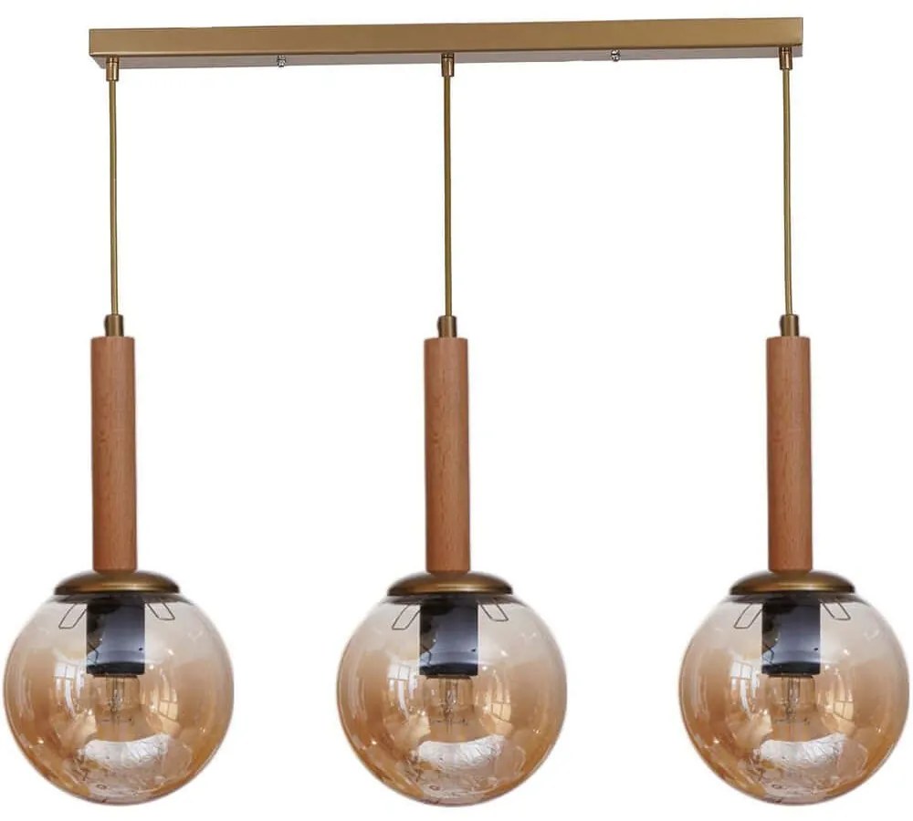 Φωτιστικό Οροφής - Ράγα 534LUN6215 55x15x80cm 3xE27 40W Oak-Gold Opviq